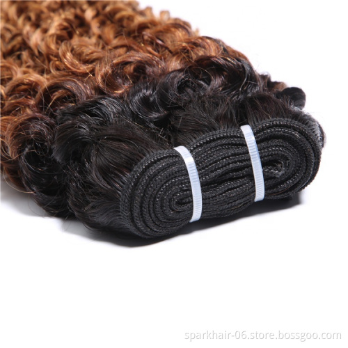 9a 100g SPARK Remy Human Hair Weaving Bundle for Women Weave Hair Extension Brazilian Ombre Black Golden Afro Curly Curl Wave